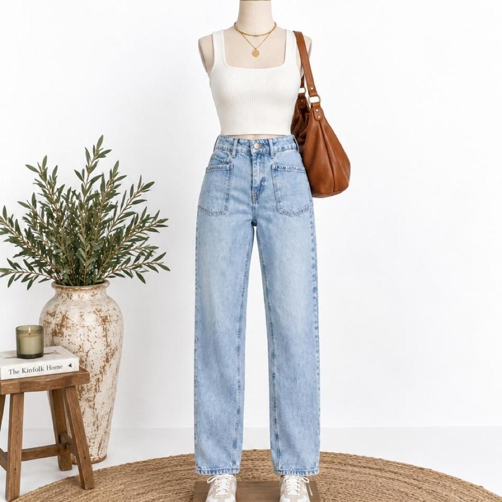 Ban Jara Light Wash High Rise Straight Leg Jeans Size 3/25